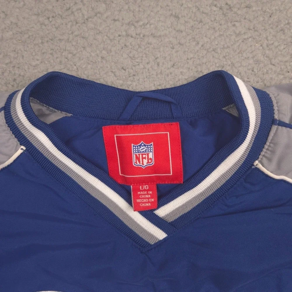 NFL Colts Pullover Jacket Mens‎ Large Blue Gray Lined V Neck Windbreaker Vintage